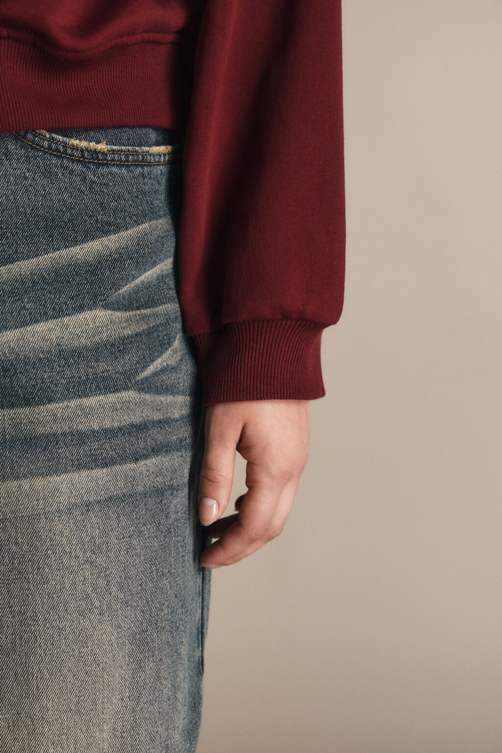 Свитшот-поло с надписью - цвет бордовый - 6