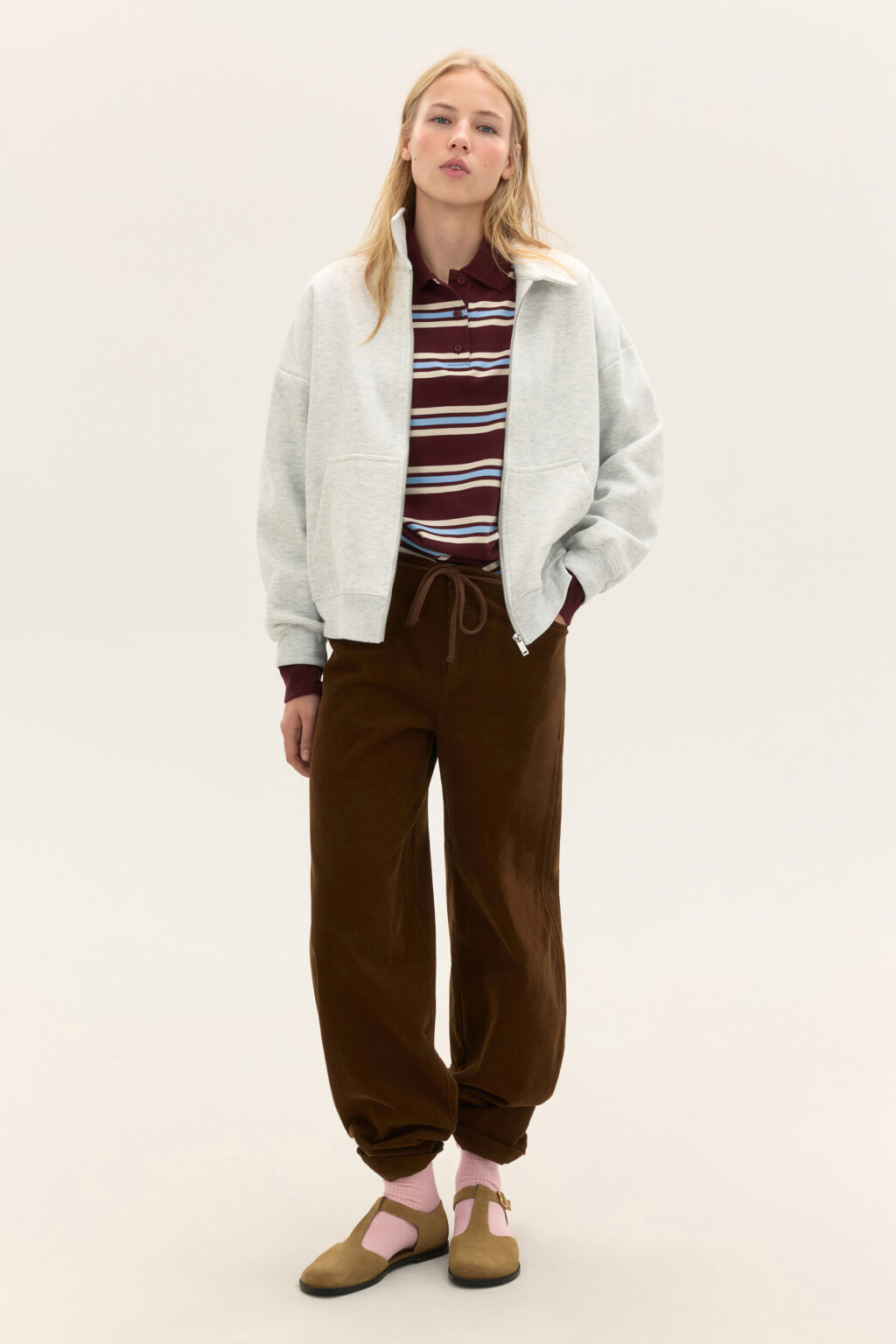 Худи-зипка из футера с воротником - цвет серый - 5