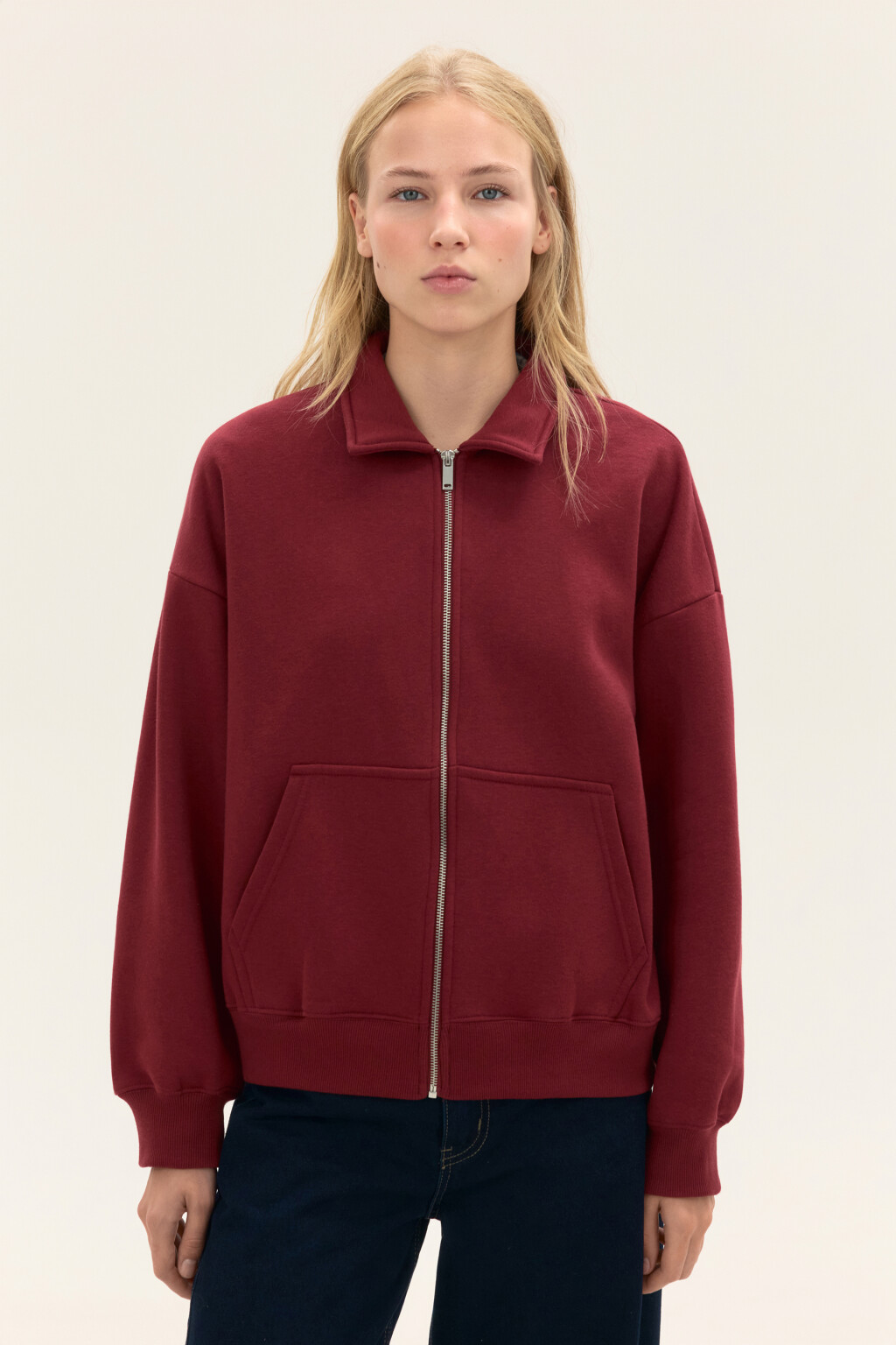 Худи-зипка из футера с воротником - цвет бордовый - 2