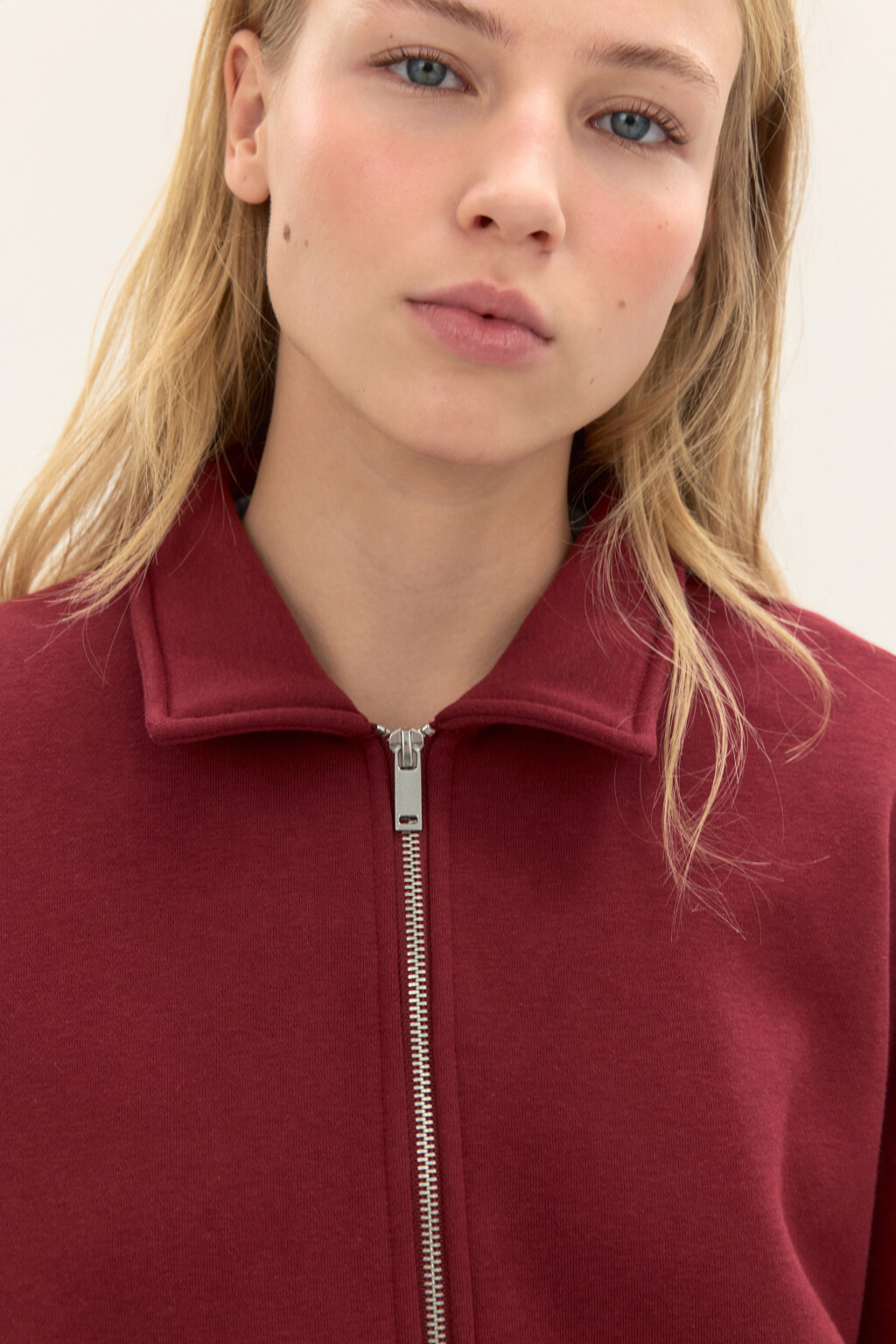 Худи-зипка из футера с воротником - цвет бордовый - 5