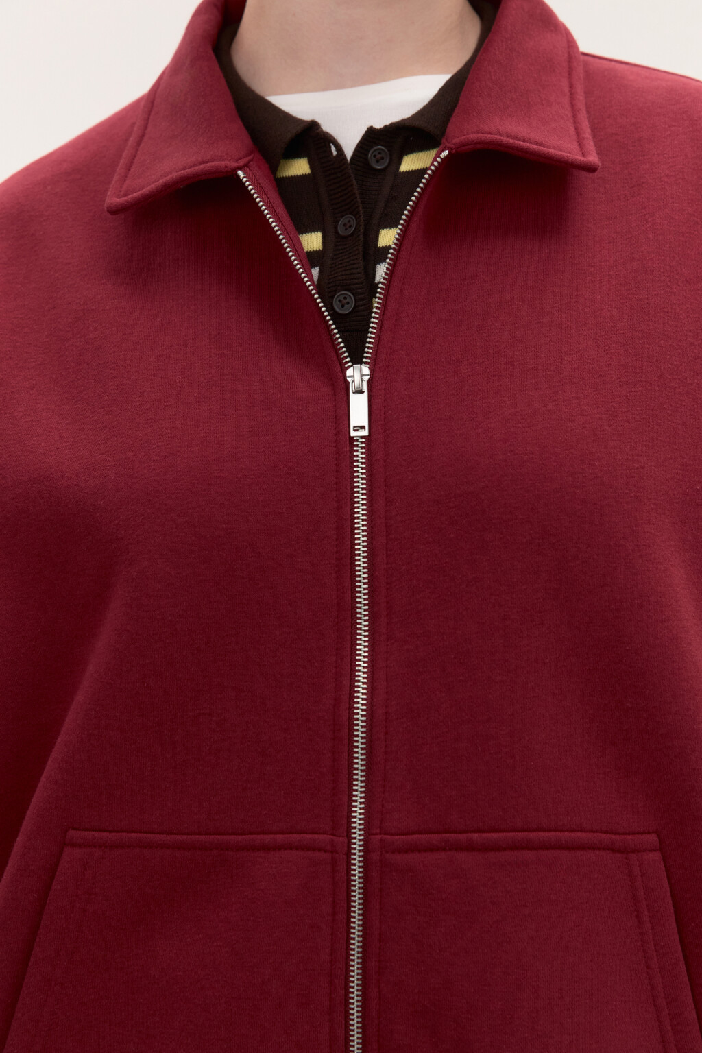 Худи-зипка из футера с воротником - цвет бордовый - 5