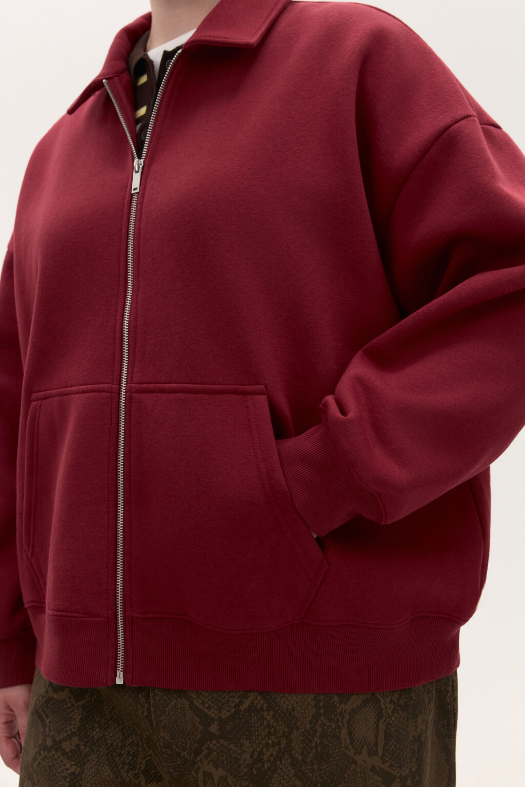 Худи-зипка из футера с воротником - цвет бордовый - 6