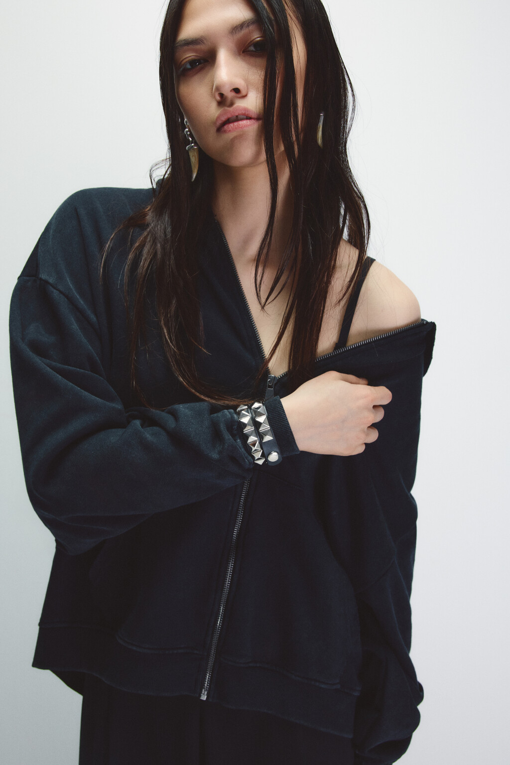 Худи-зипка из футера с капюшоном - цвет серый - 1