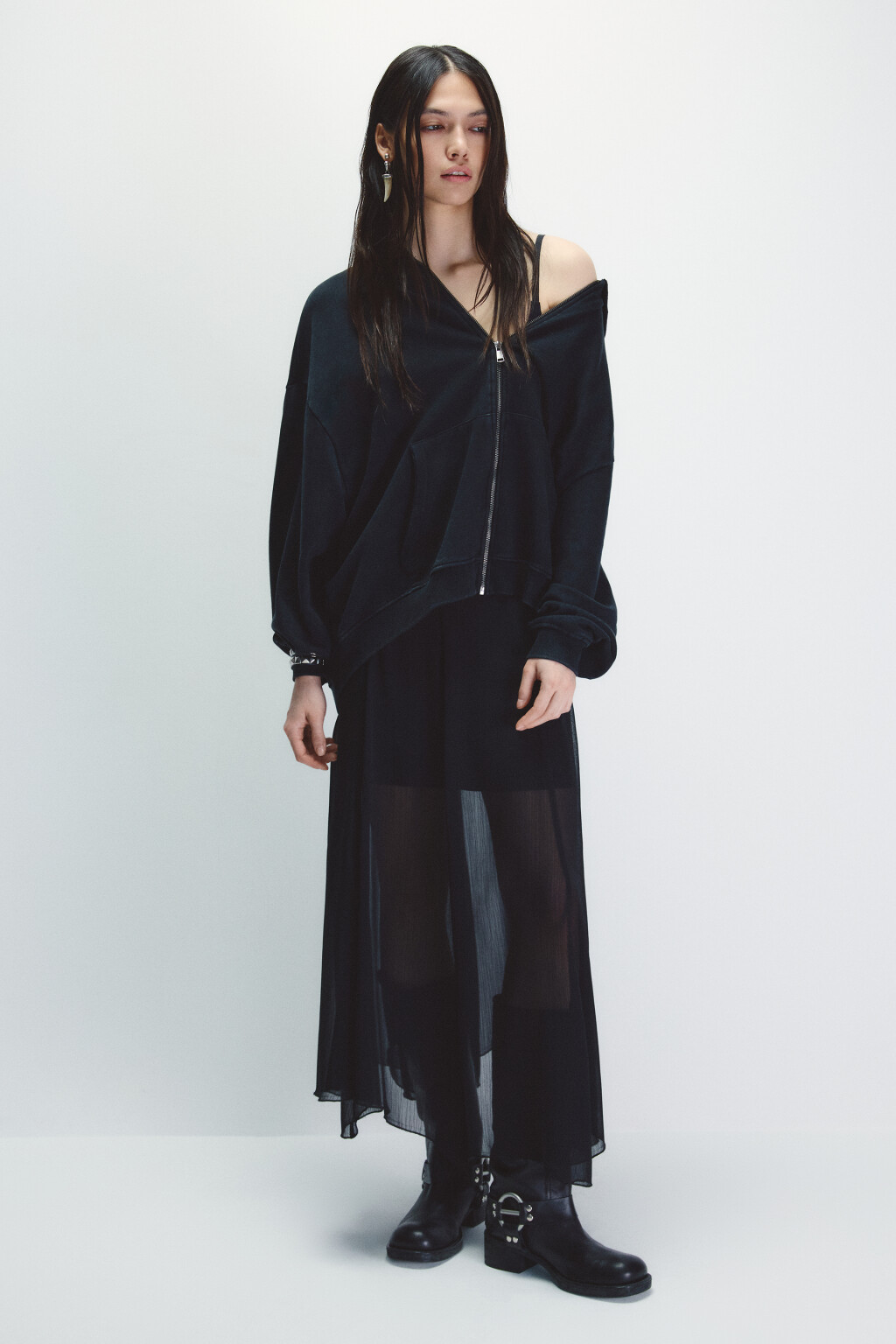 Худи-зипка из футера с капюшоном - цвет серый - 4