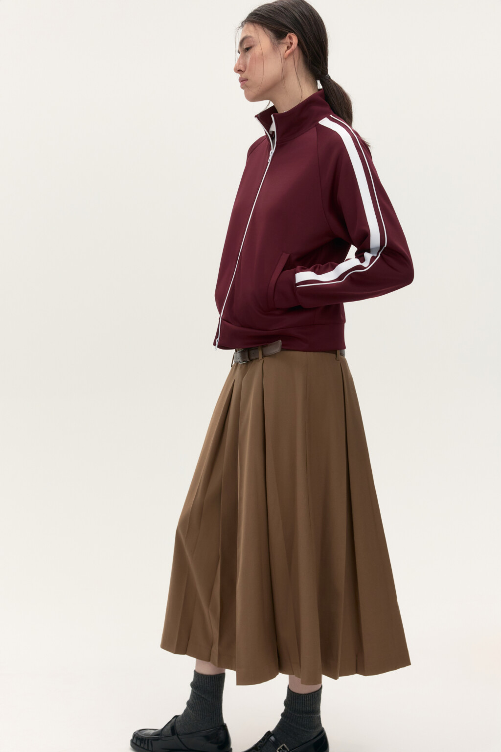 Толстовка-олимпийка с лампасами - цвет бордовый - 3