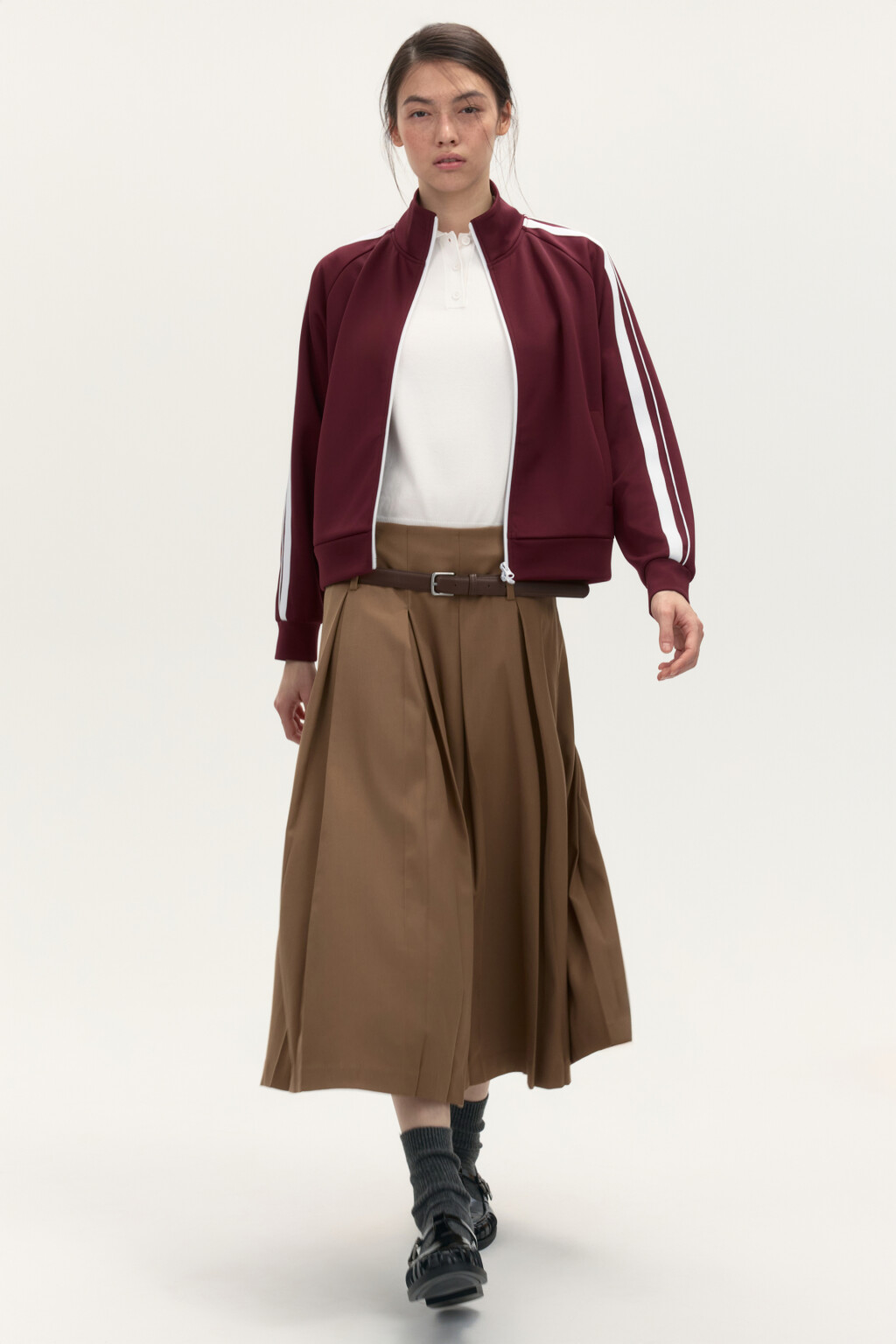 Толстовка-олимпийка с лампасами - цвет бордовый - 4