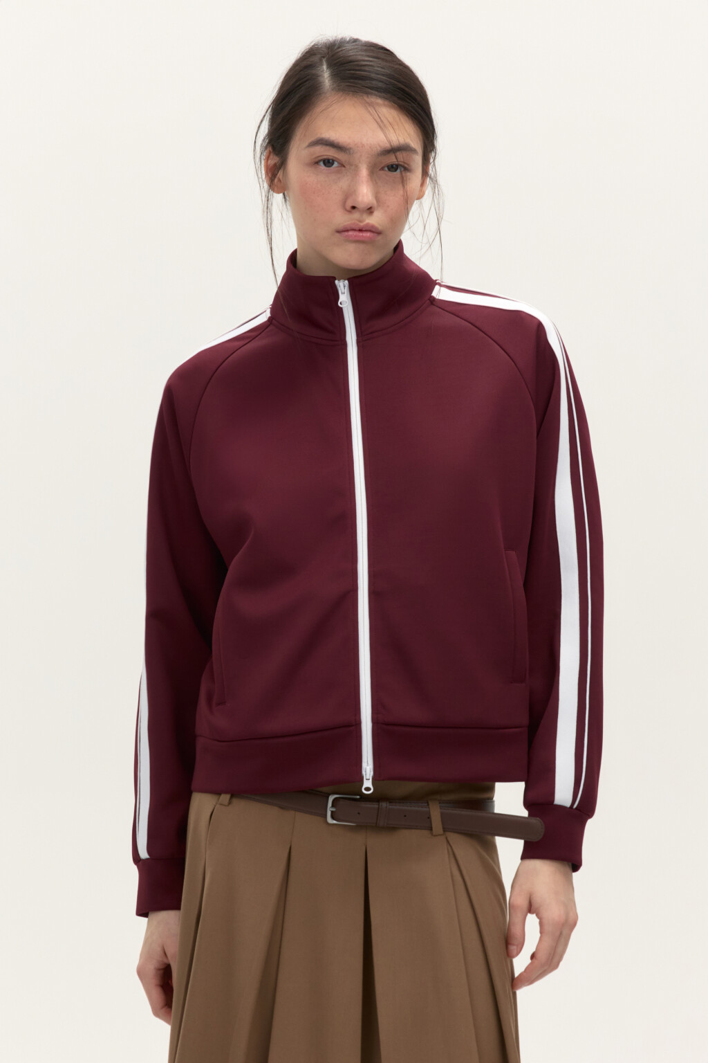 Толстовка-олимпийка с лампасами - цвет бордовый - 5