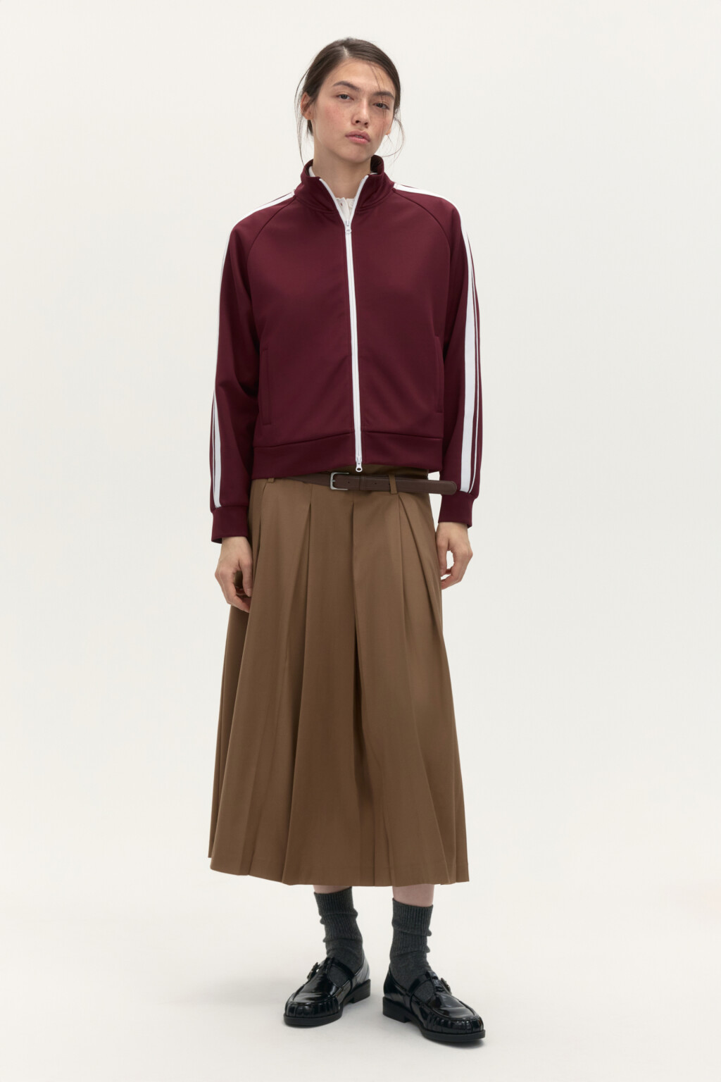 Толстовка-олимпийка с лампасами - цвет бордовый - 7