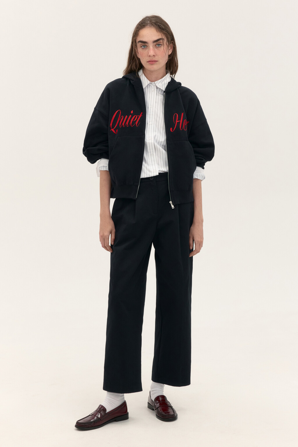 Худи-зипка из футера с принтом - цвет черный - 4