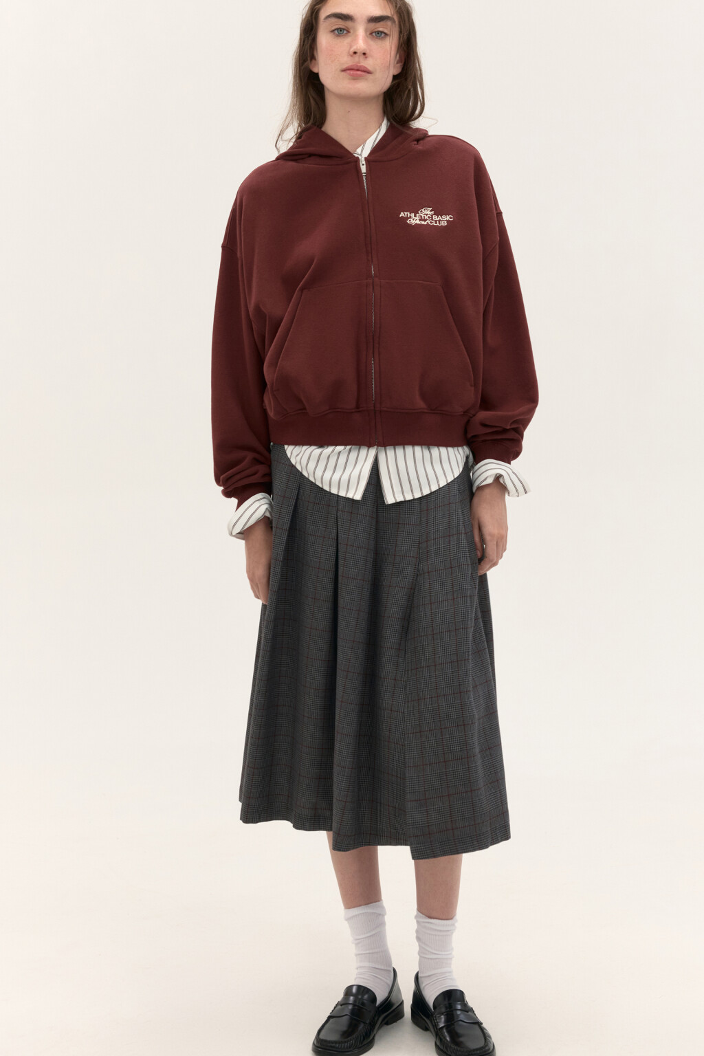 Худи-зипка из футера с принтом - цвет бордовый - 2