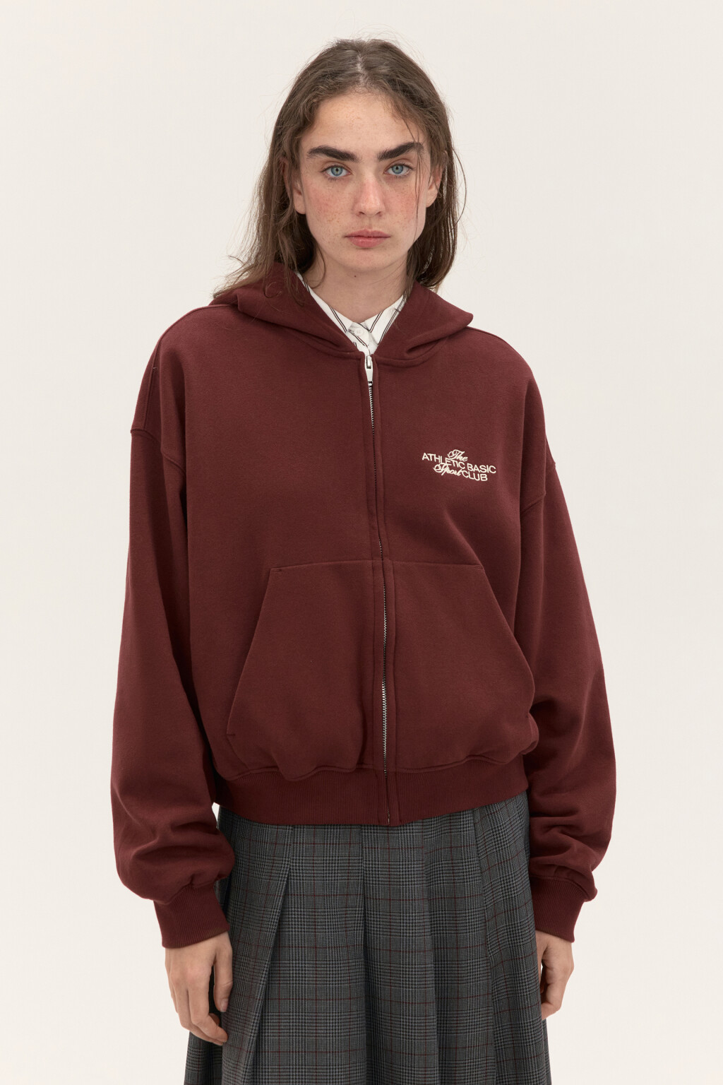 Худи-зипка из футера с принтом - цвет бордовый - 3