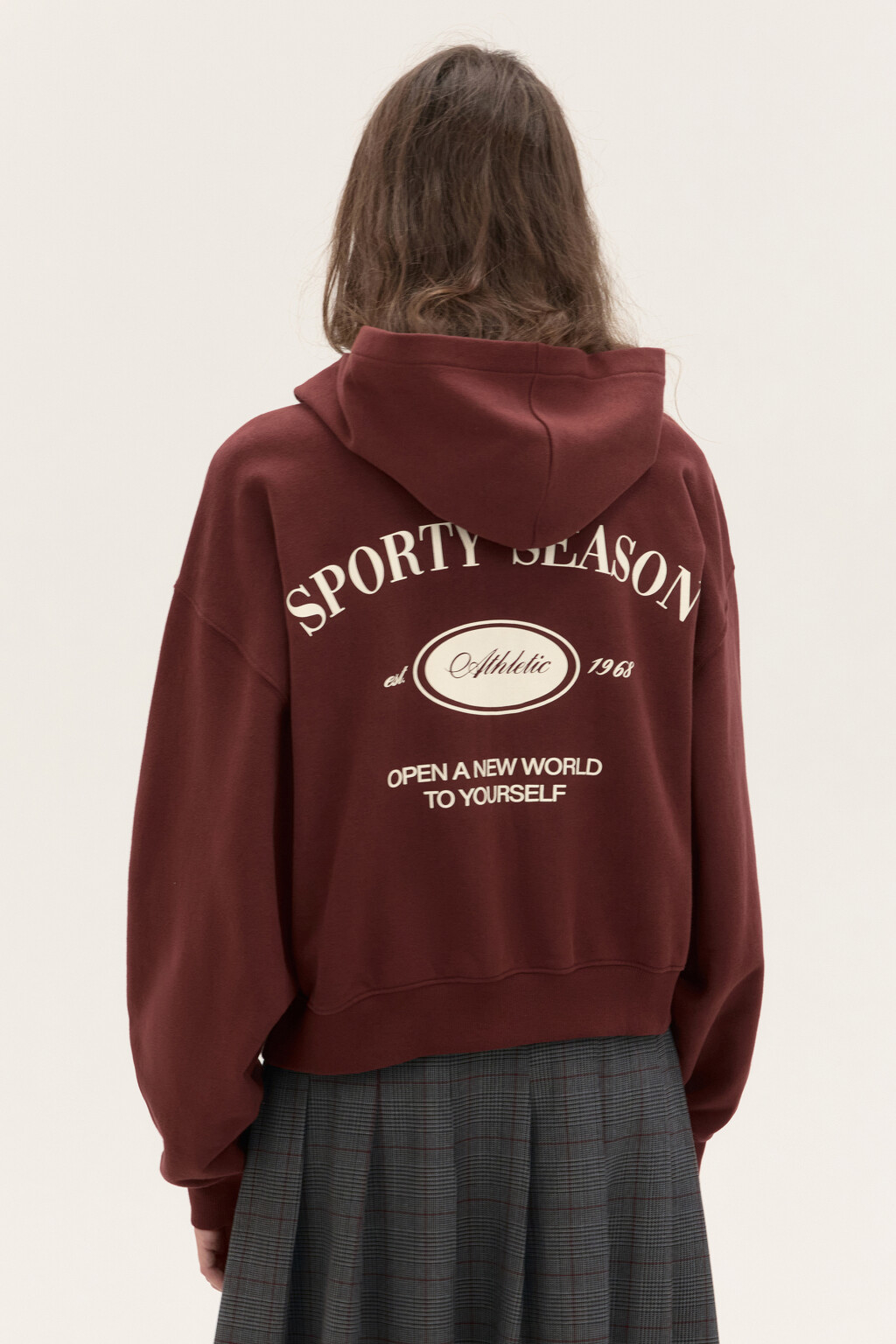 Худи-зипка из футера с принтом - цвет бордовый - 4