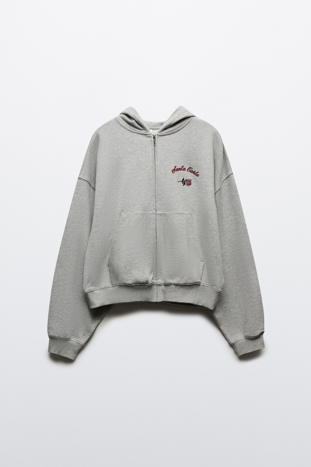 Худи-зипка из футера с принтом - цвет серый - 8
