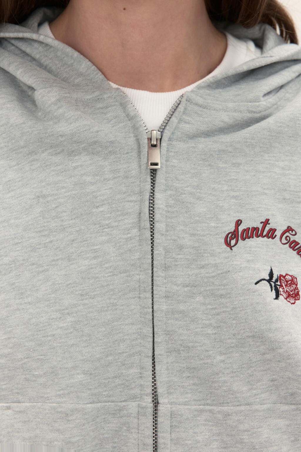 Худи-зипка из футера с принтом - цвет серый - 5