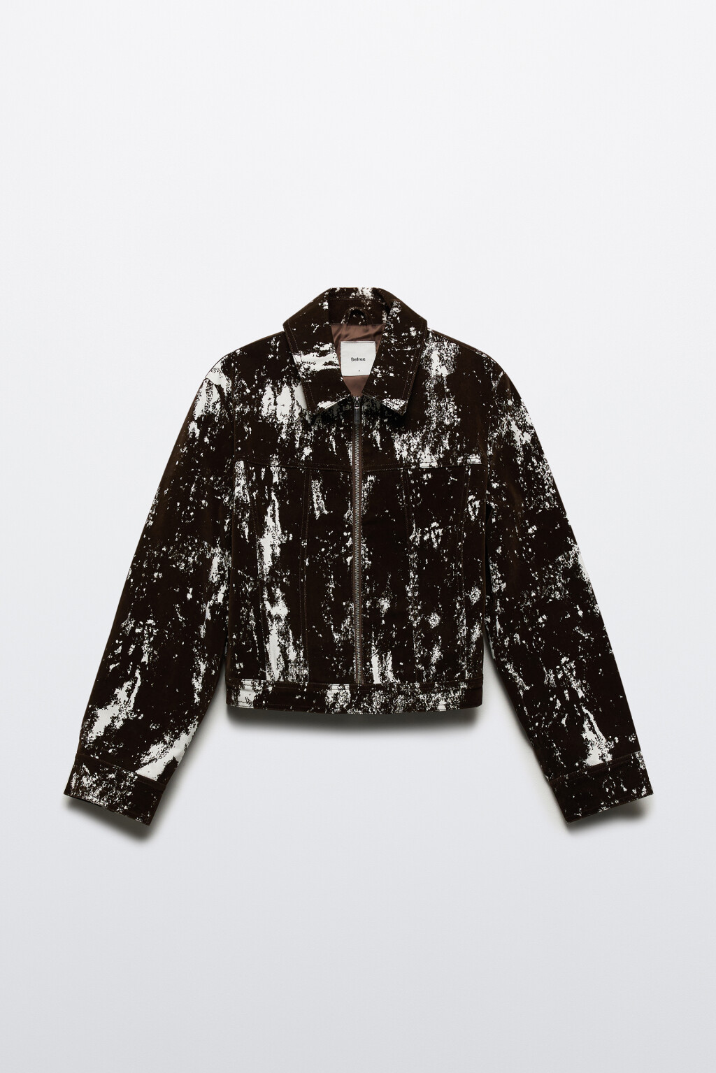 Куртка джинсовая на молнии с принтом - цвет коричневый - 8