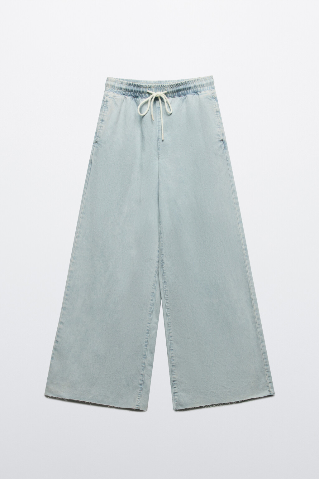 Джинсы широкие с поясом на завязках - цвет голубой - 7