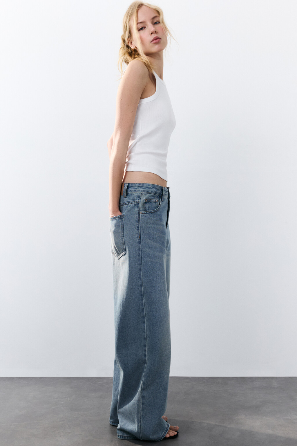 Джинсы baggy fit со средней посадкой - цвет голубой - 1