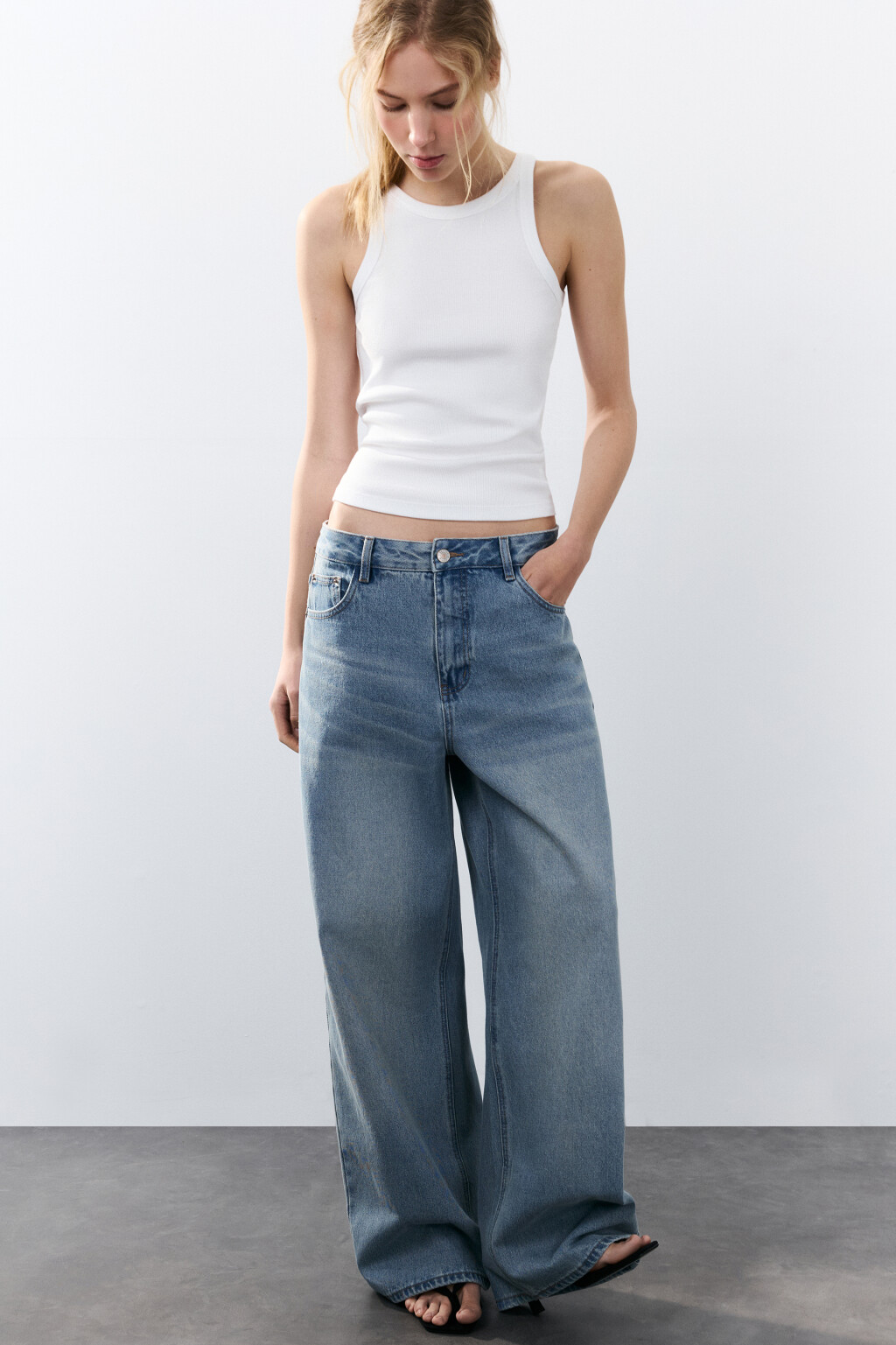 Джинсы baggy fit со средней посадкой - цвет голубой - 2