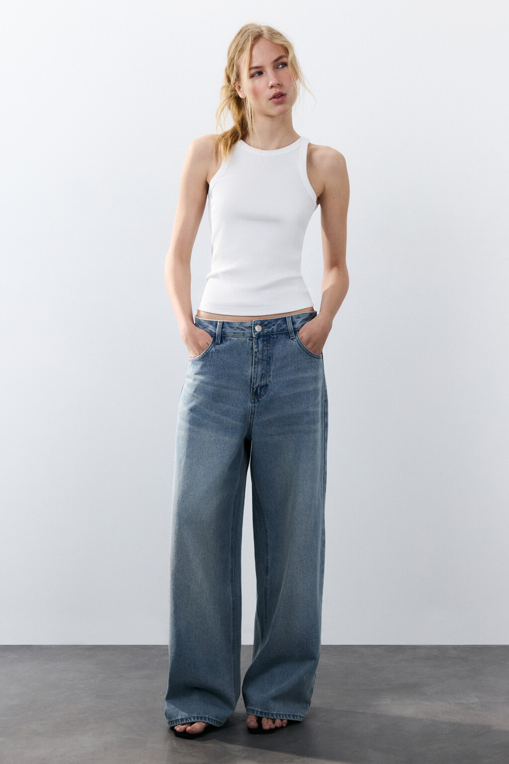 Джинсы baggy fit со средней посадкой - цвет голубой - 5