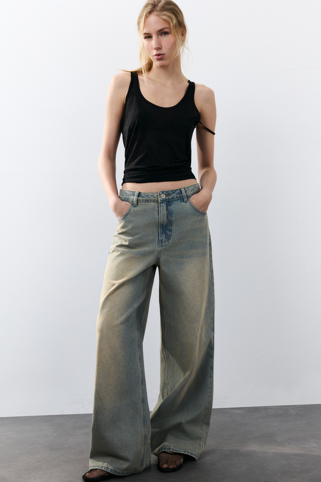 Джинсы baggy fit со средней посадкой - цвет синий - 1