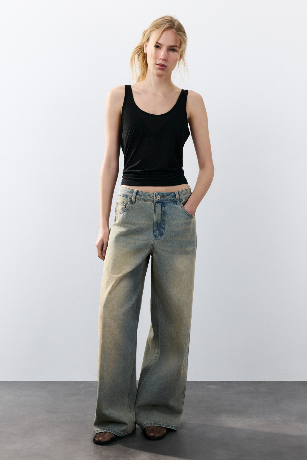 Джинсы baggy fit со средней посадкой - цвет синий - 4