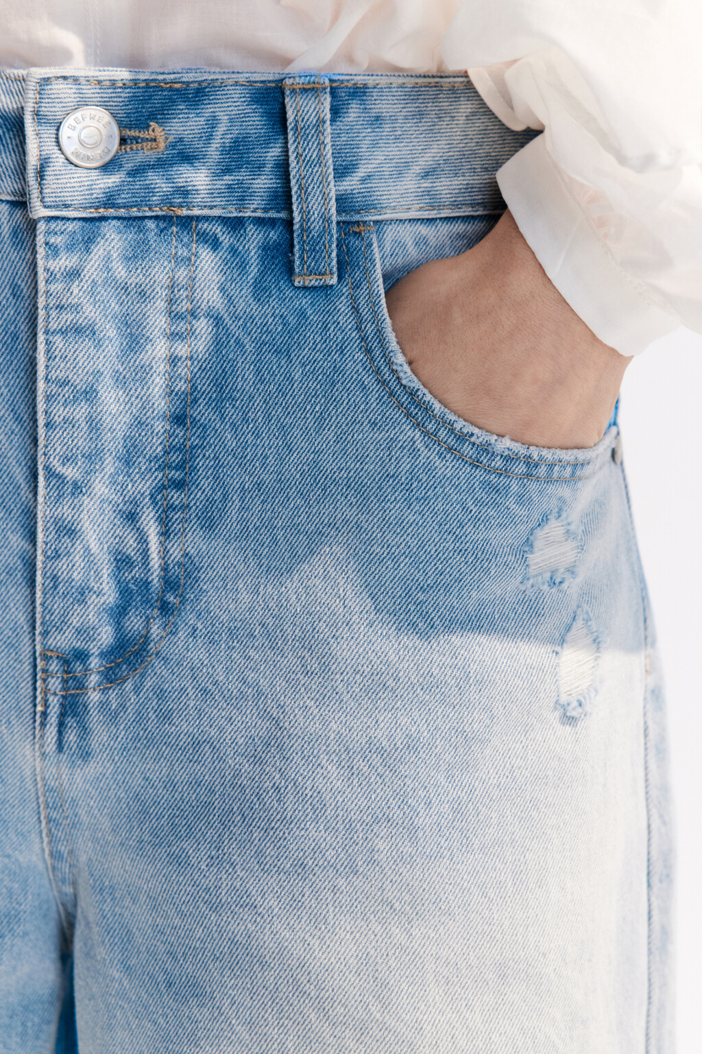 Джинсы baggy рваные на низкой посадке - цвет голубой - 7