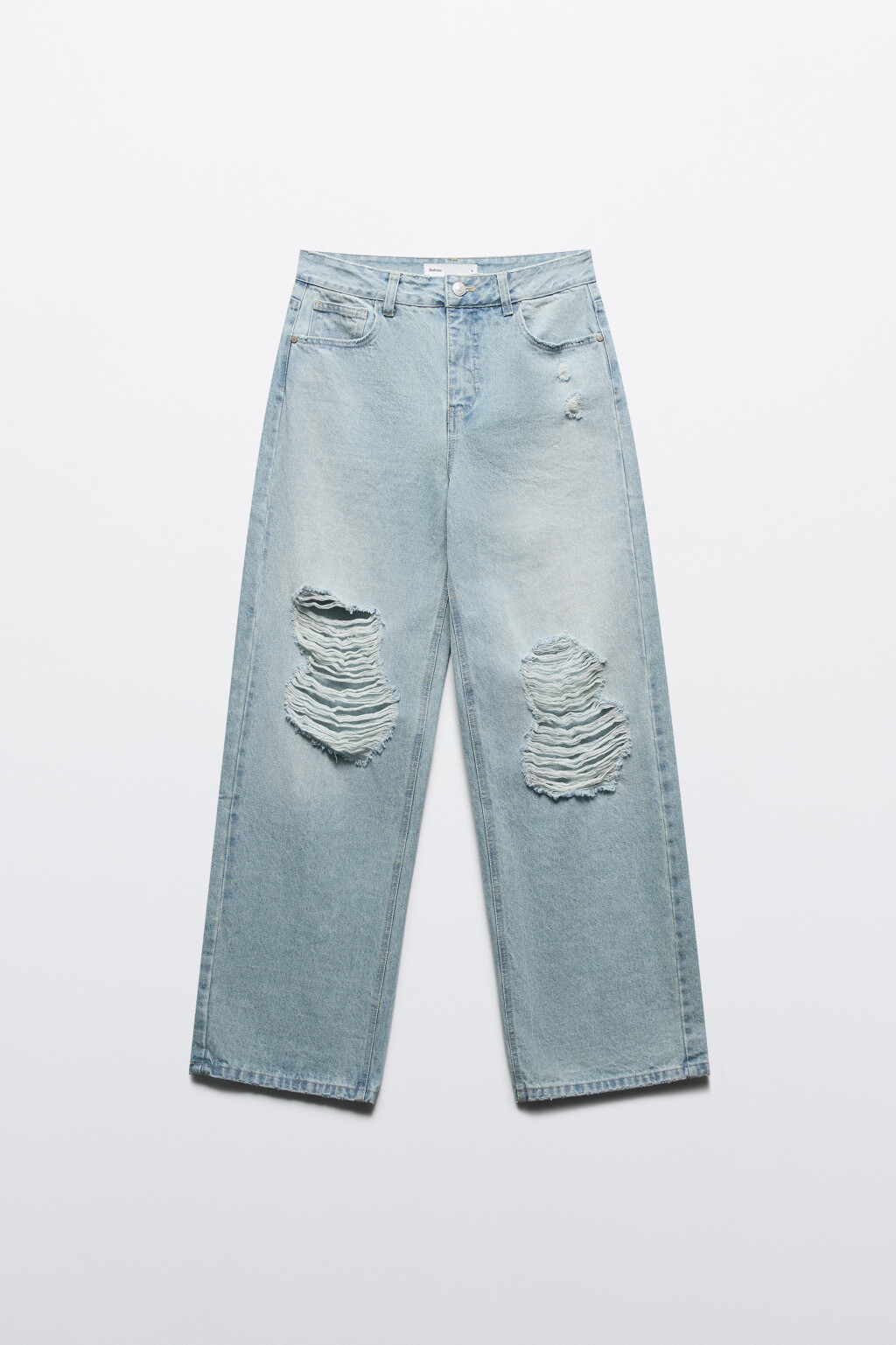 Джинсы baggy рваные на низкой посадке - цвет синий - 7