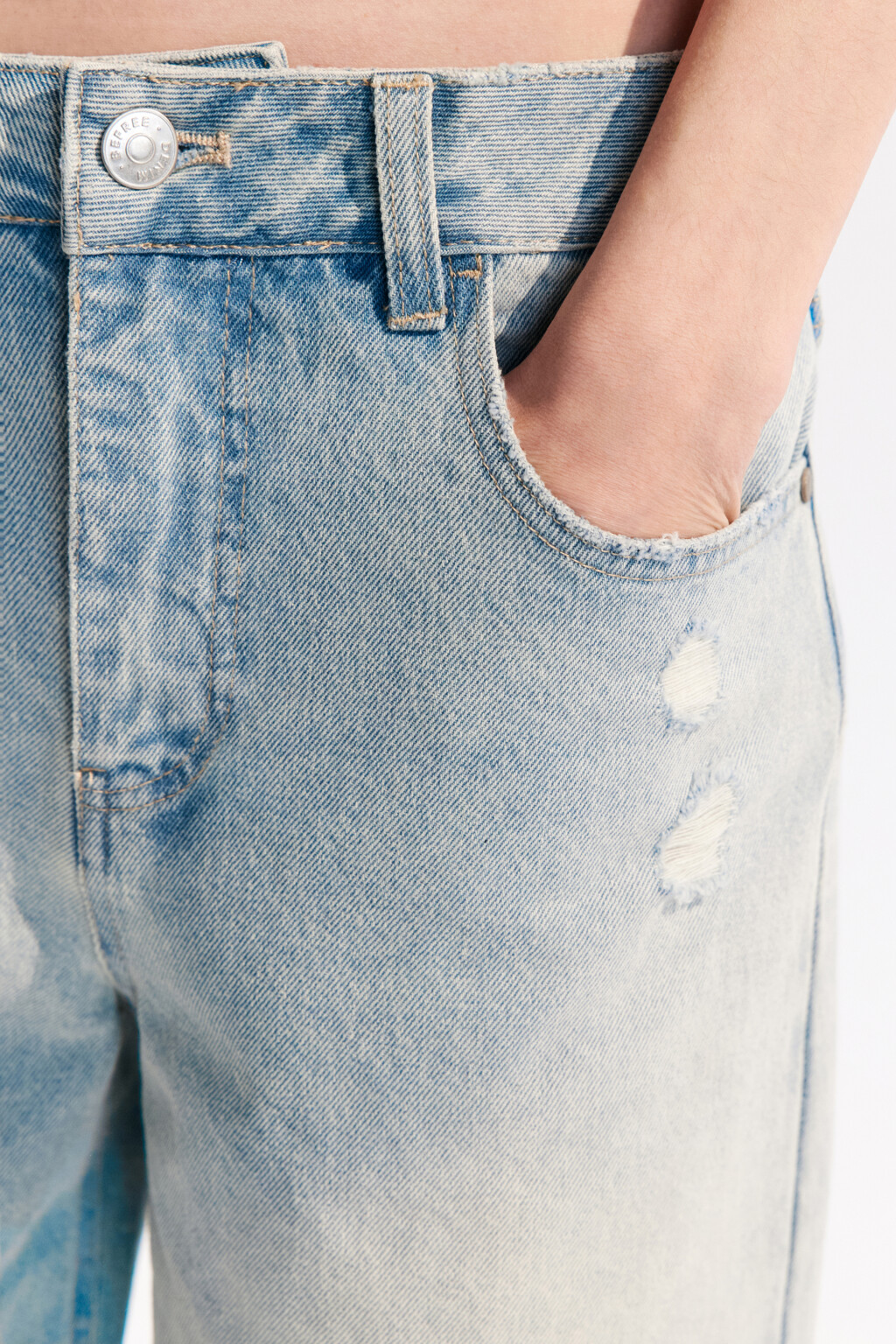 Джинсы baggy рваные на низкой посадке - цвет синий - 6