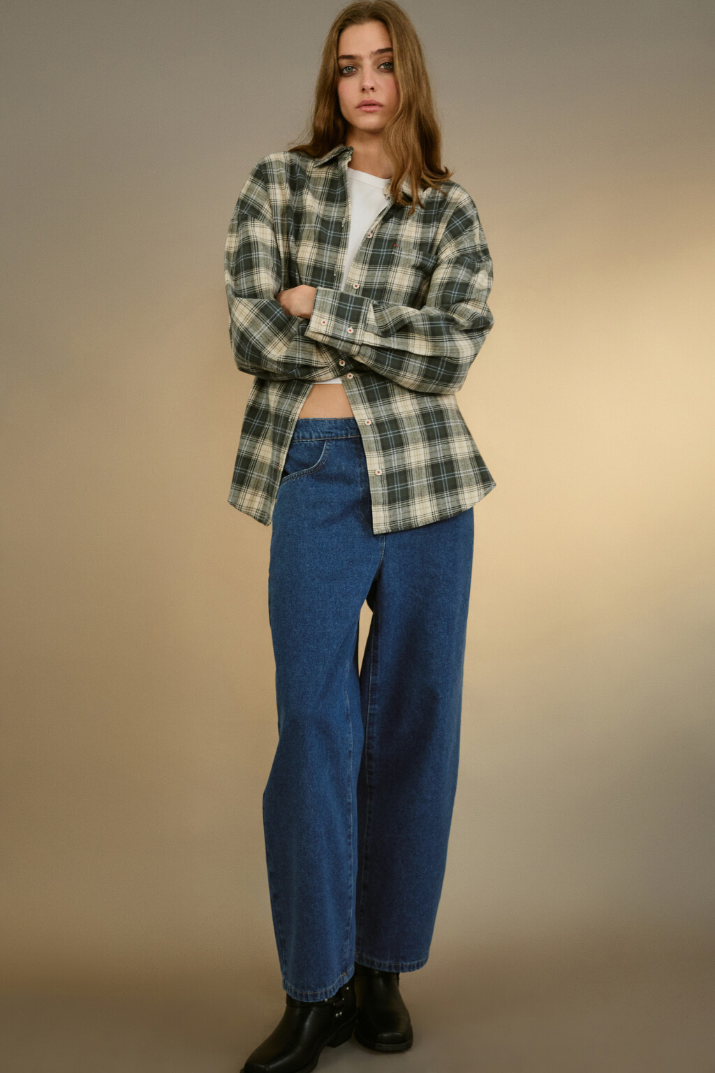 Джинсы barrel fit с высокой посадкой - цвет голубой - 1