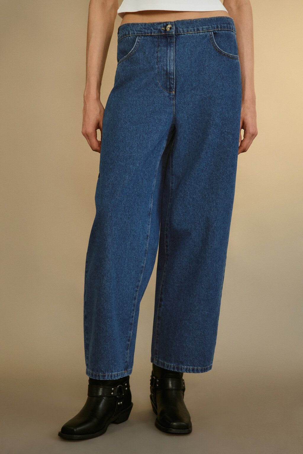 Джинсы barrel fit с высокой посадкой - цвет голубой - 2