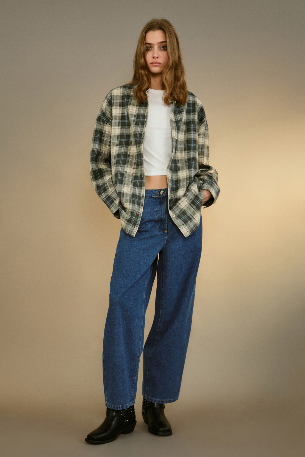 Джинсы barrel fit с высокой посадкой - цвет голубой - 4