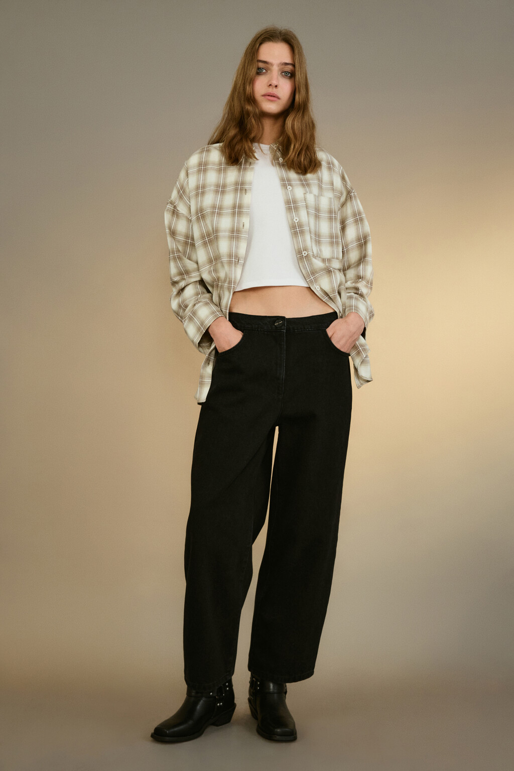 Джинсы barrel fit с высокой посадкой - цвет черный - 4