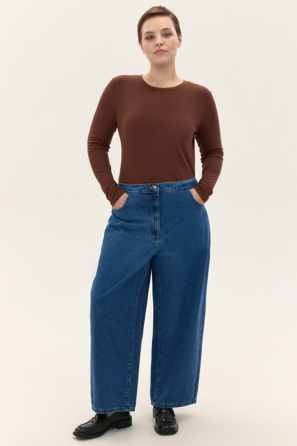 Джинсы barrel fit с высокой посадкой - цвет голубой - 1