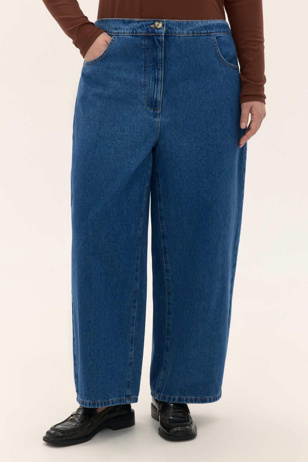 Джинсы barrel fit с высокой посадкой - цвет голубой - 2