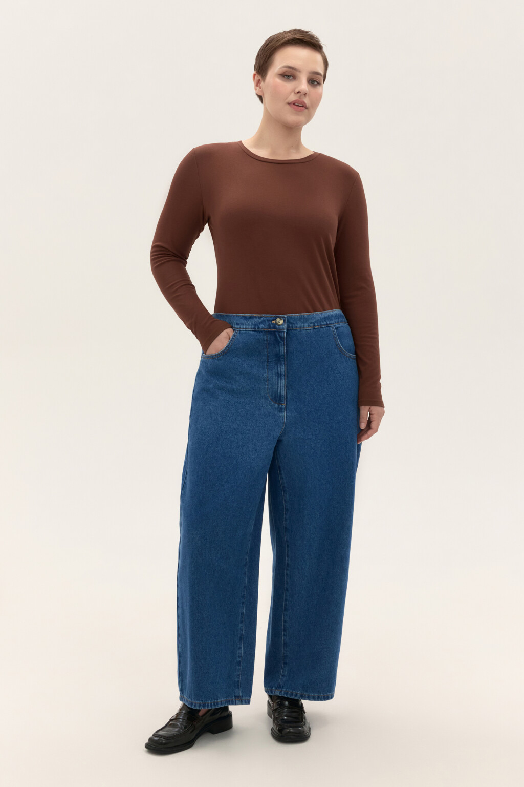 Джинсы barrel fit с высокой посадкой - цвет голубой - 4