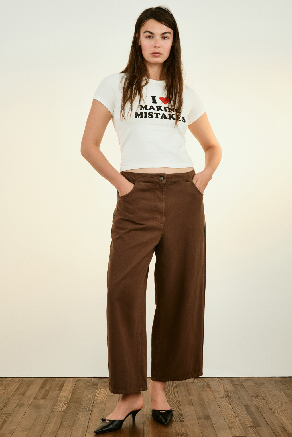 Джинсы barrel fit с высокой посадкой - цвет коричневый - 1