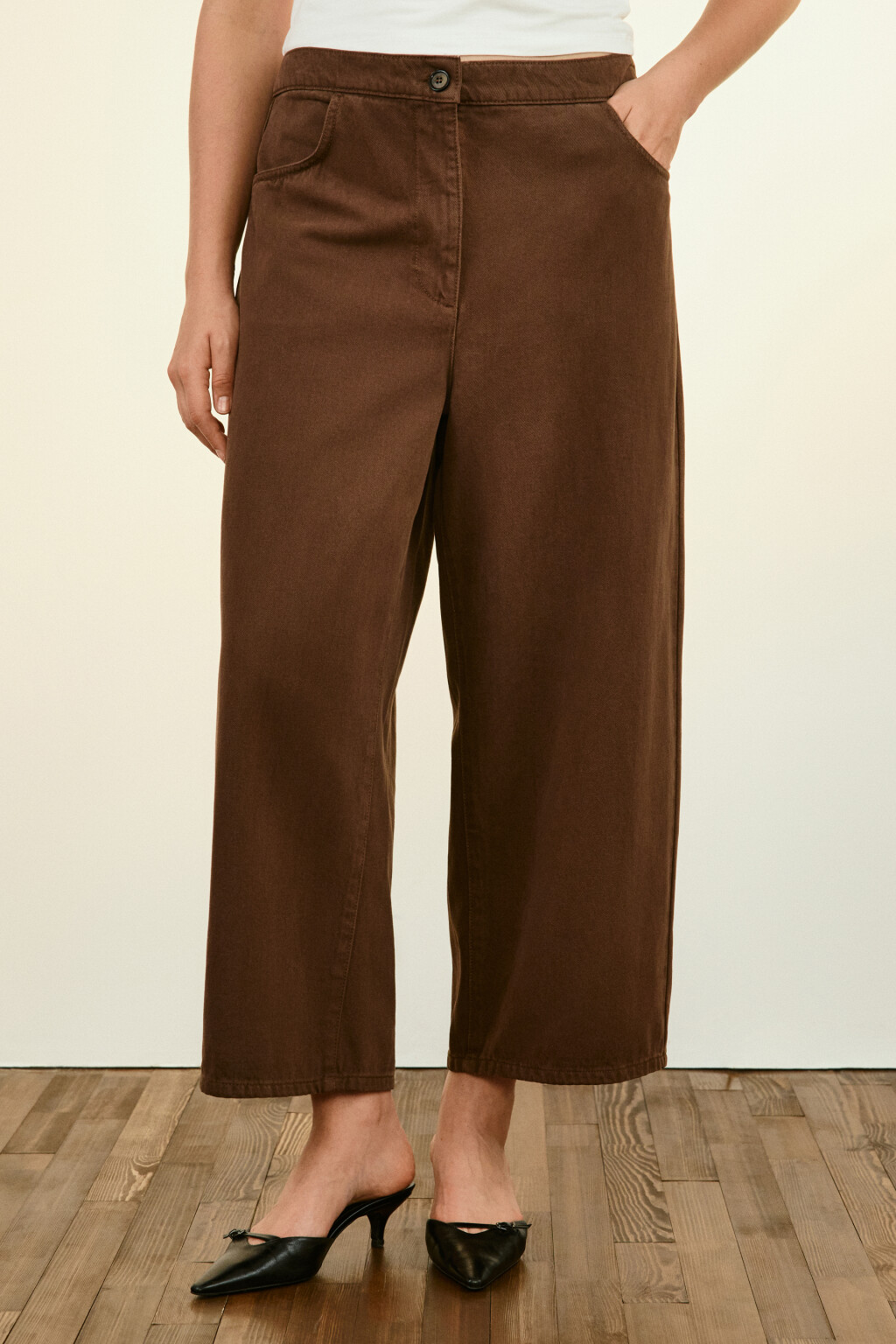 Джинсы barrel fit с высокой посадкой - цвет коричневый - 2