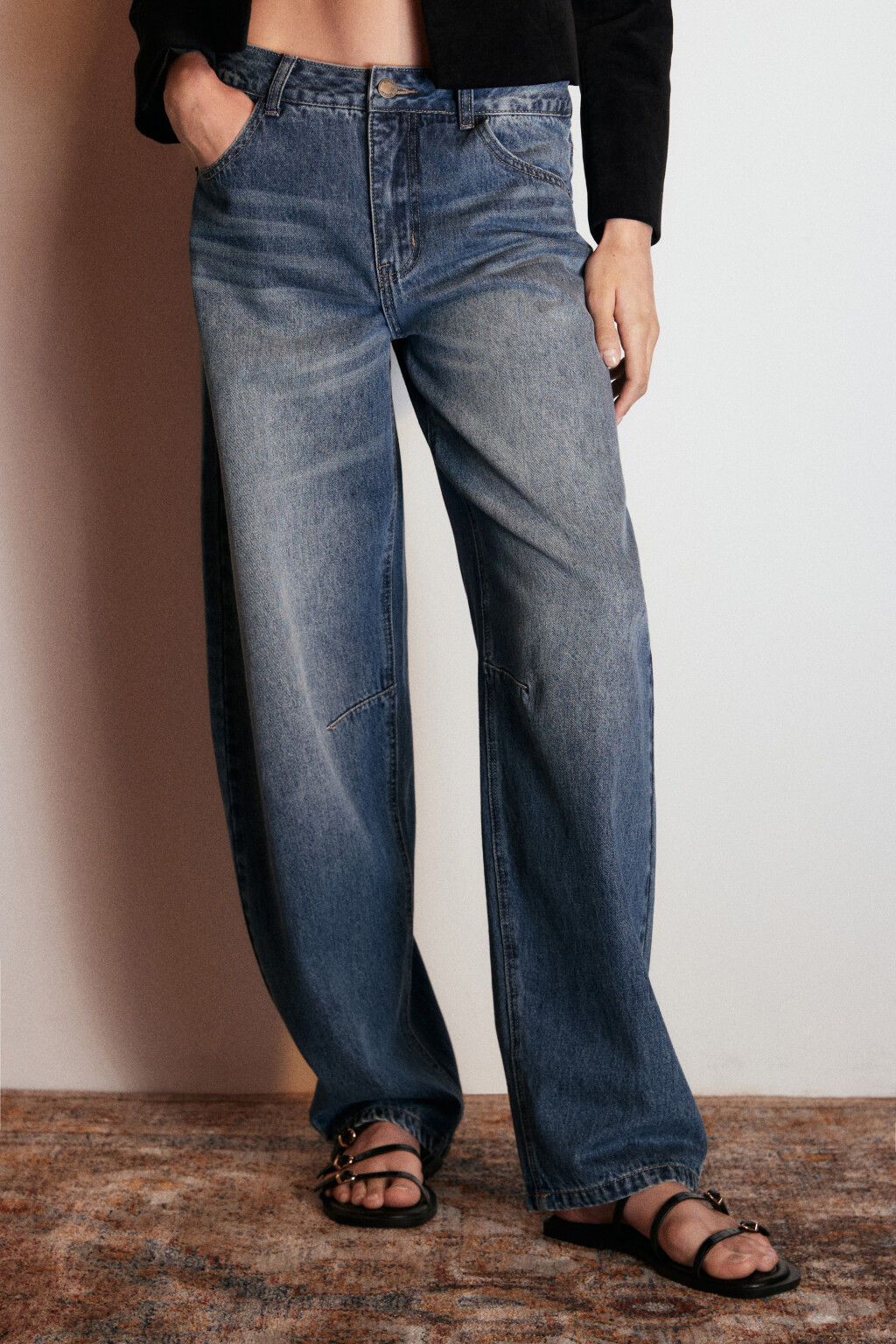 Джинсы barrel fit с низкой посадкой - цвет голубой - 2