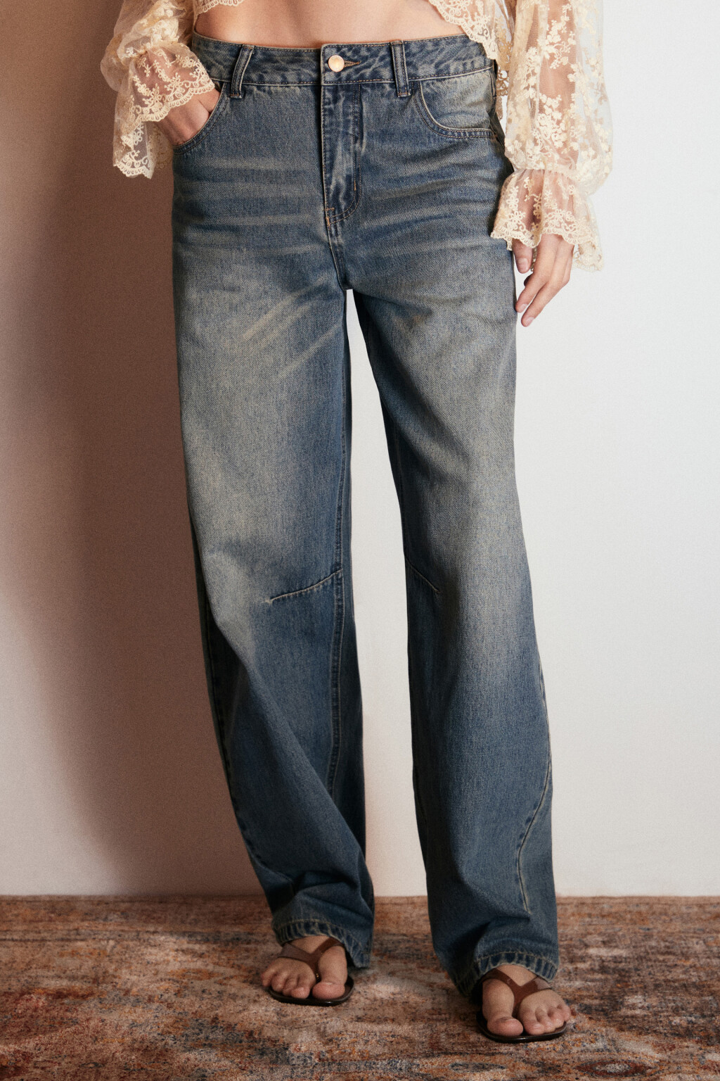 Джинсы barrel fit с низкой посадкой - цвет темный тинт - 2