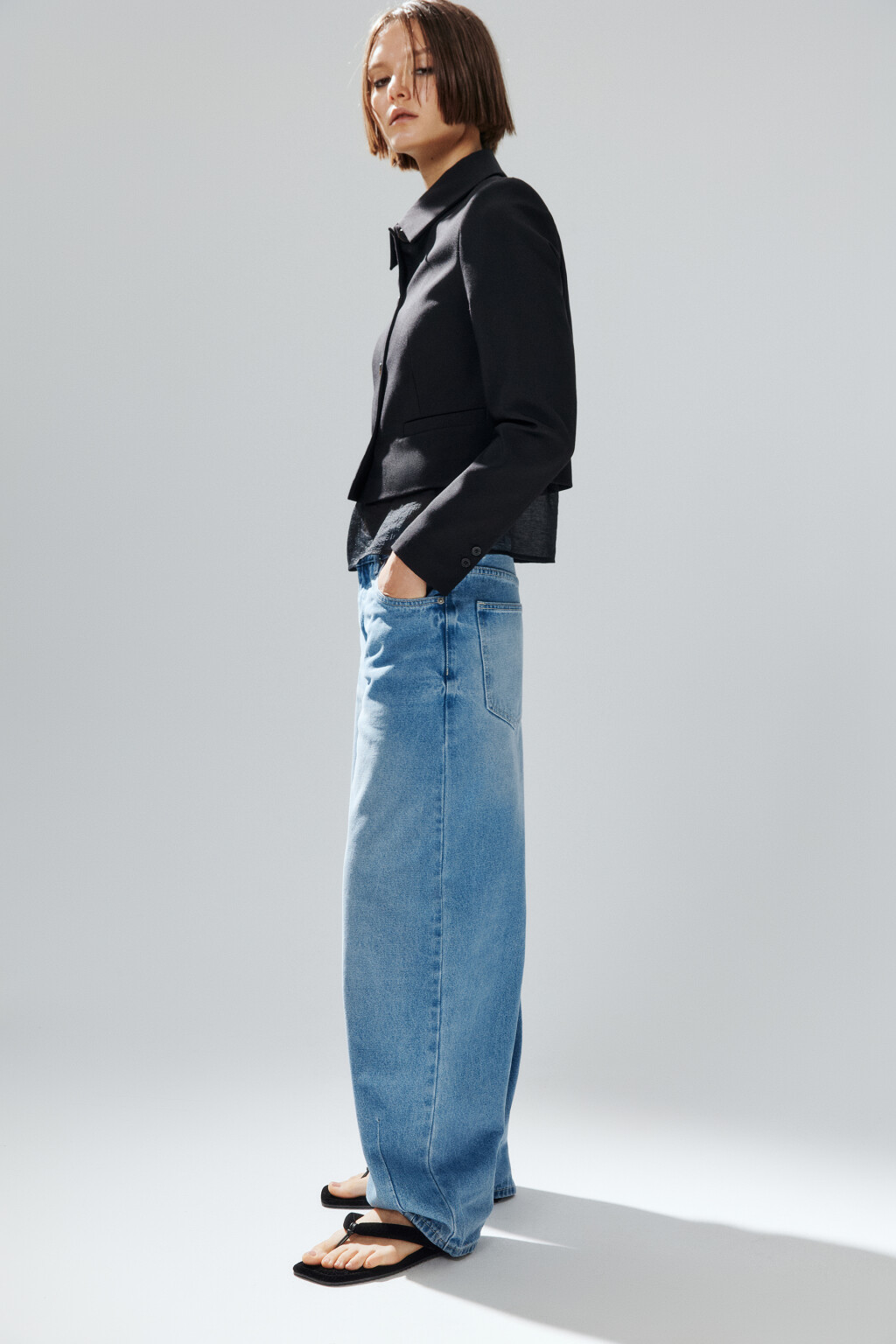 Джинсы barrel fit с вытачками на коленях - цвет голубой - 2