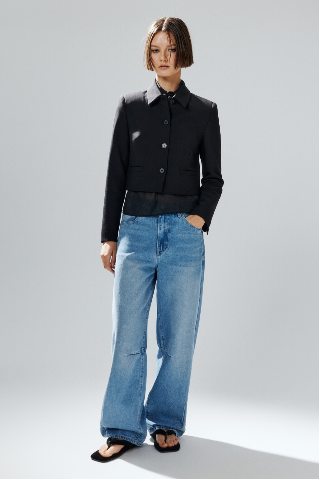 Джинсы barrel fit с вытачками на коленях - цвет голубой - 5