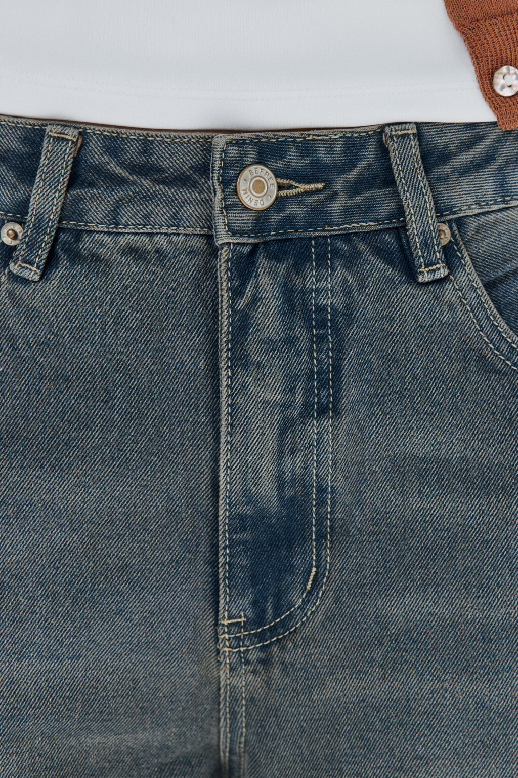 Джинсы barrel fit с вытачками на коленях - цвет темный тинт - 5