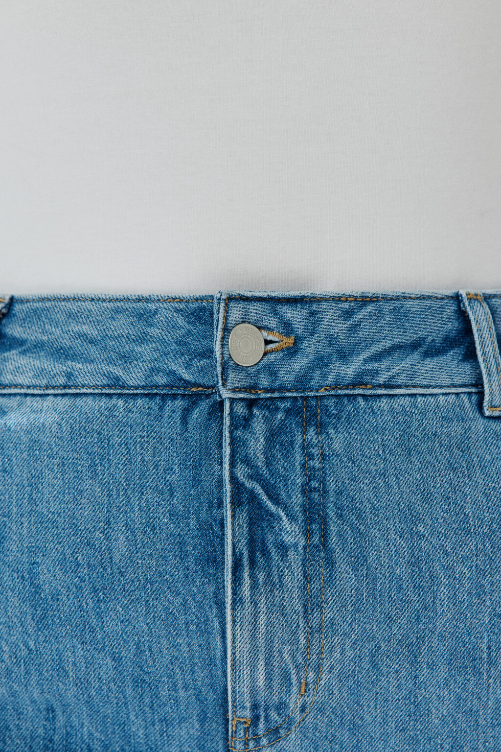 Джинсы широкие со швами-подворотами - цвет голубой - 5