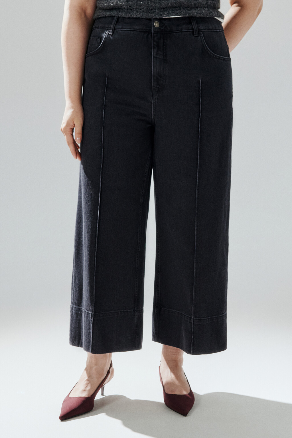 Джинсы широкие со швами-подворотами - цвет черный - 3