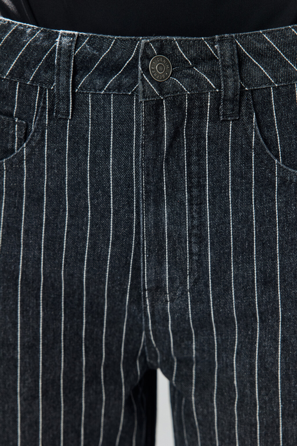 Джинсы прямые в полоску - цвет серый - 5