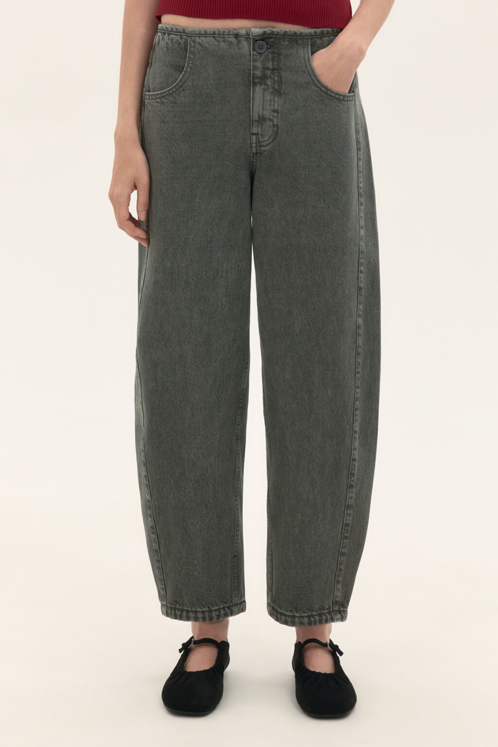 Джинсы barrel fit со средней посадкой - цвет зеленый - 2