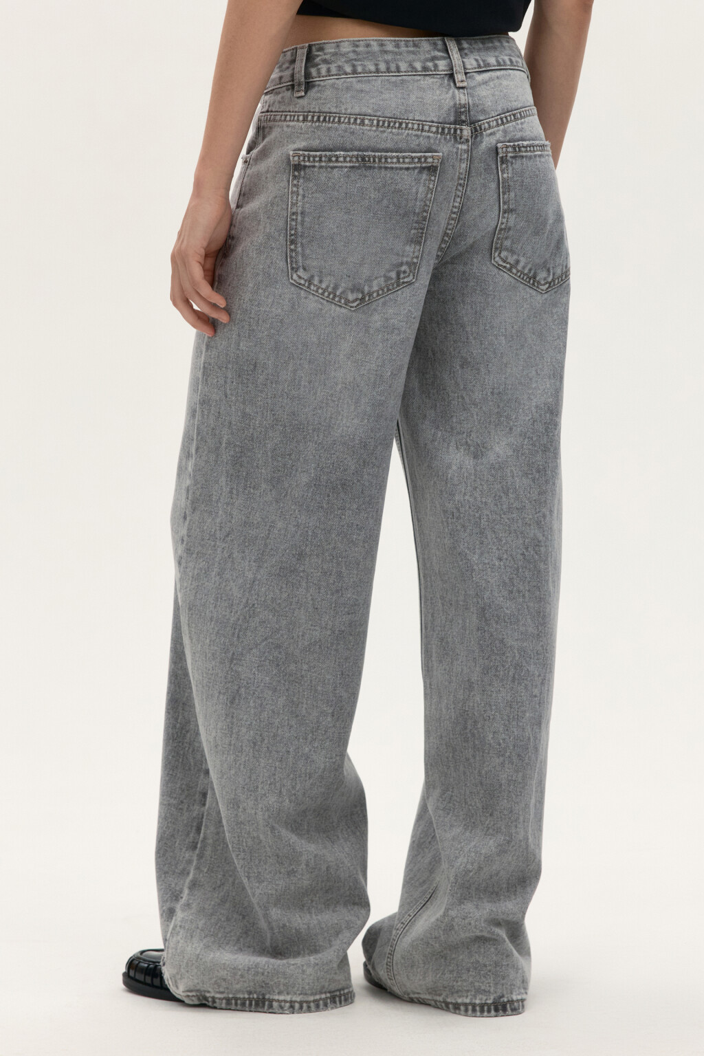 Джинсы широкие со средней посадкой - цвет серый - 3