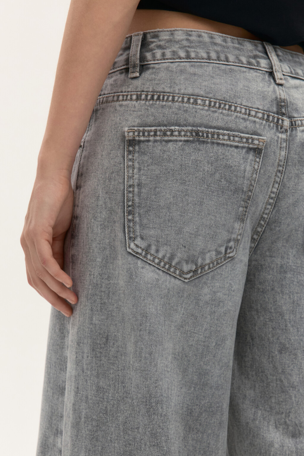 Джинсы широкие со средней посадкой - цвет серый - 6