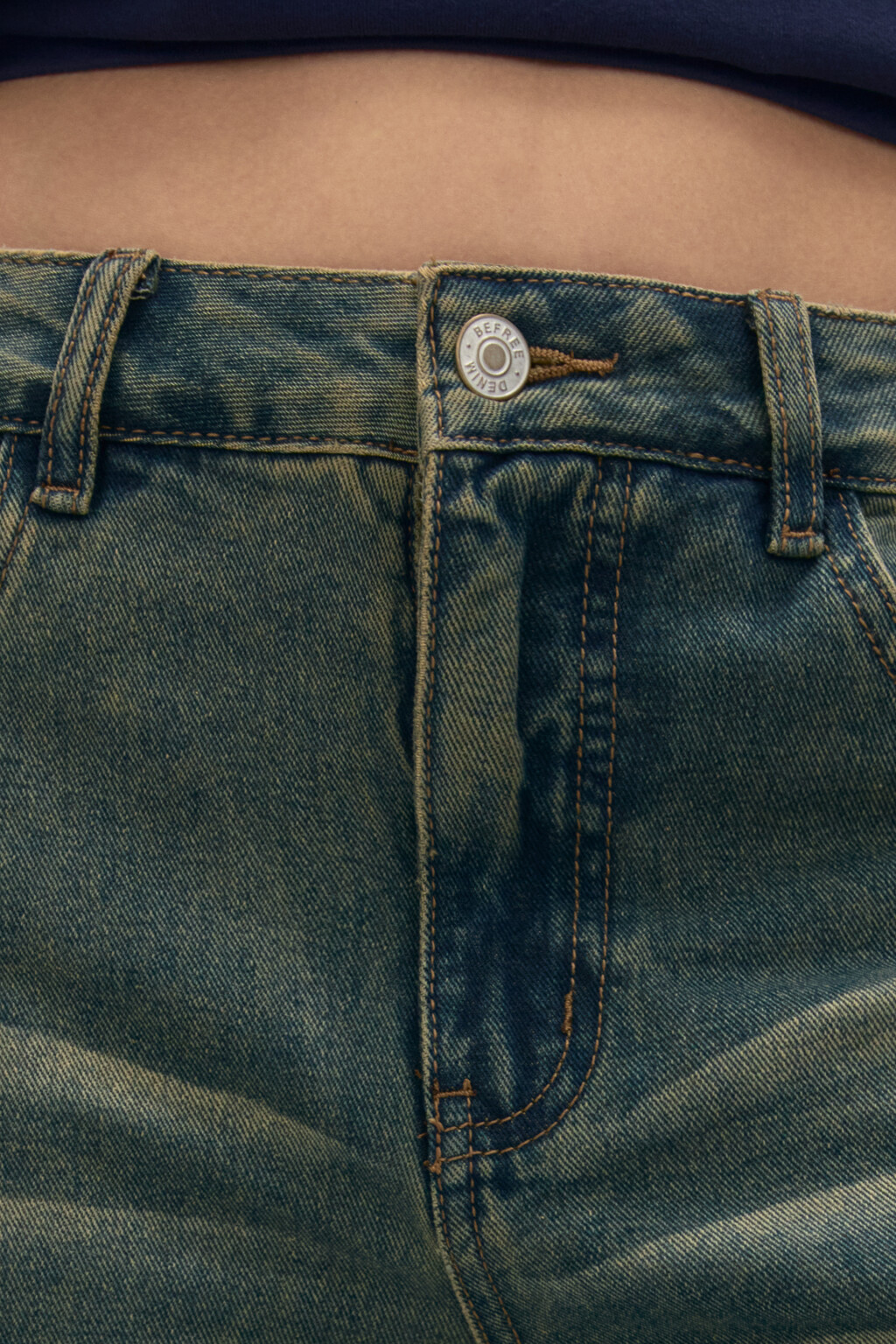 Джинсы широкие со средней посадкой - цвет темный тинт - 5