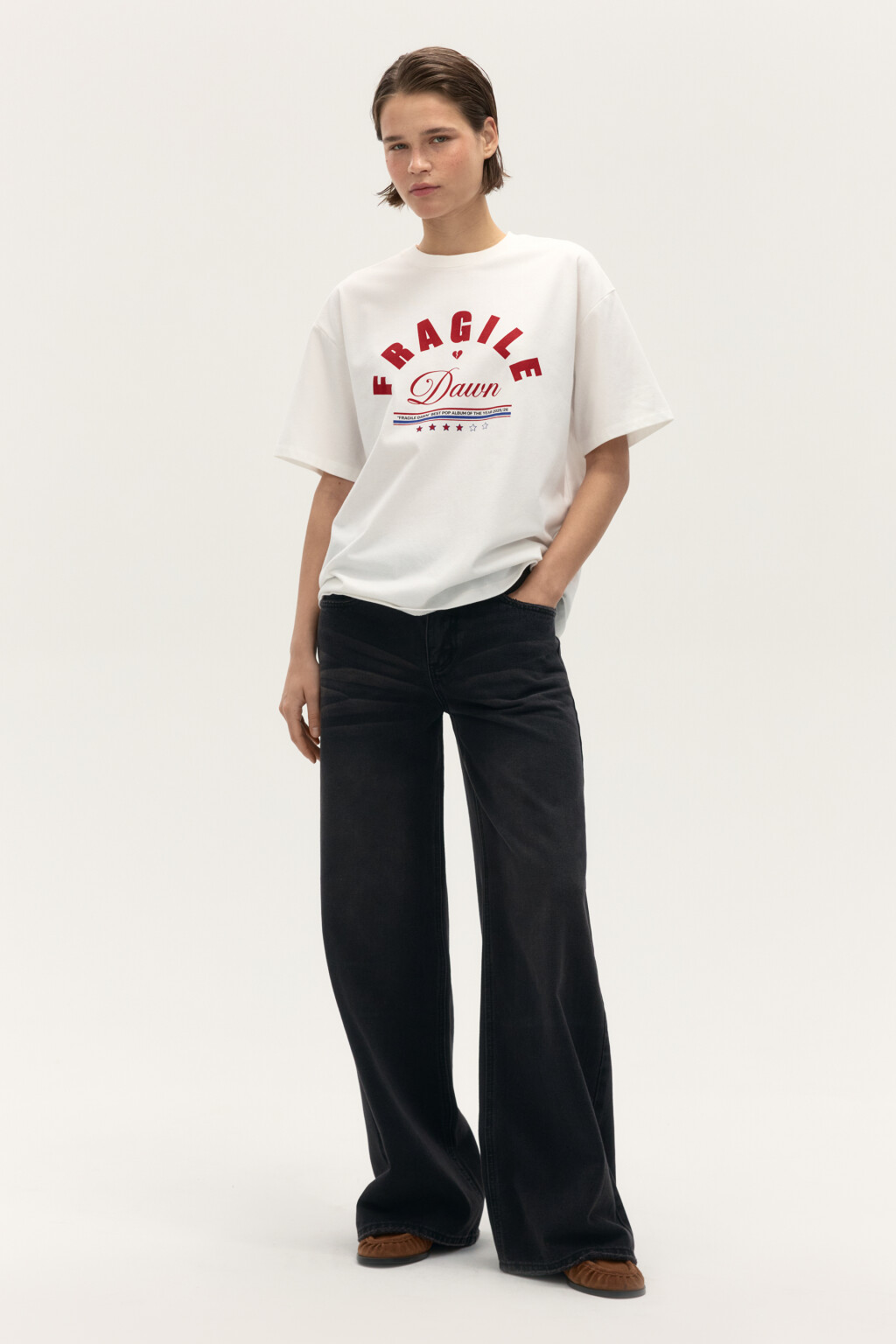 Джинсы широкие со средней посадкой - цвет черный - 4